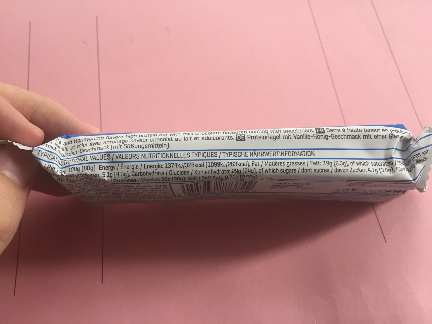高タンパク質バー:バニラとハニーコンボ味