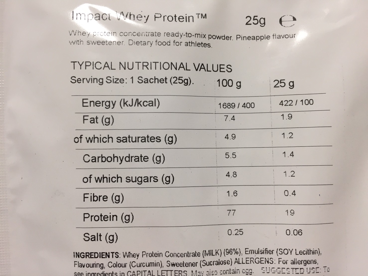 Pineapple Flavour(パイナップル味)の成分表