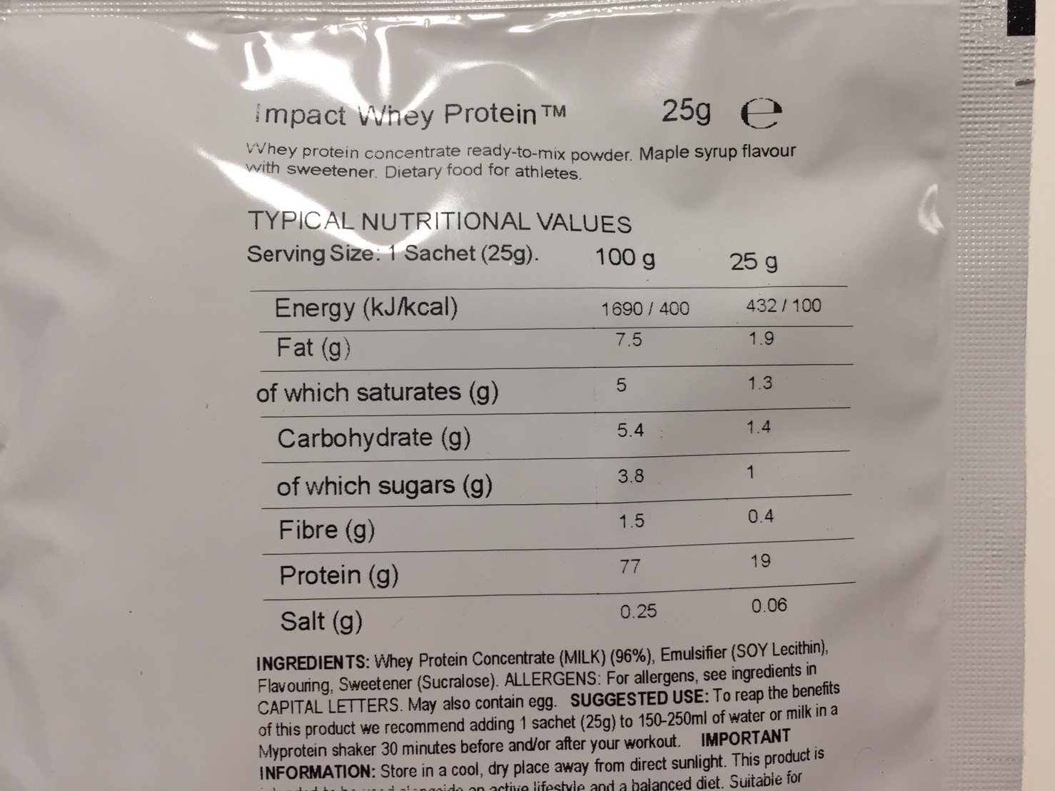 Maple Syrup Flavour(メープルシロップ味)の成分表