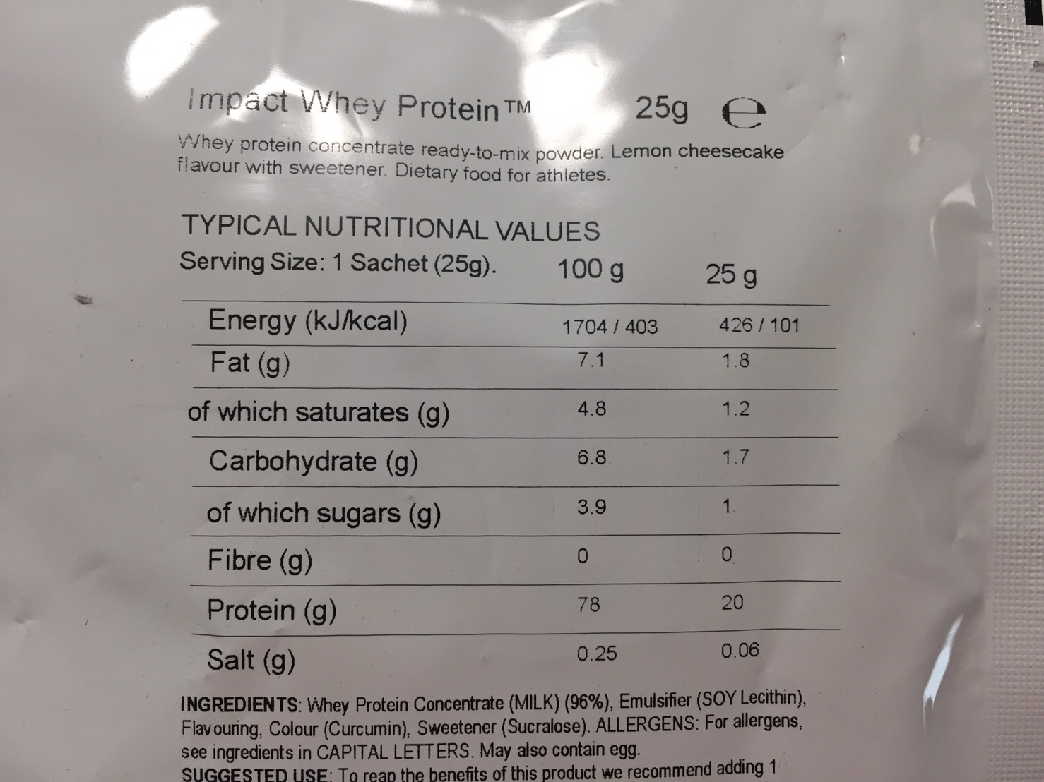 Lemon Cheesecake Flavour(レモンチーズケーキ味)の成分表