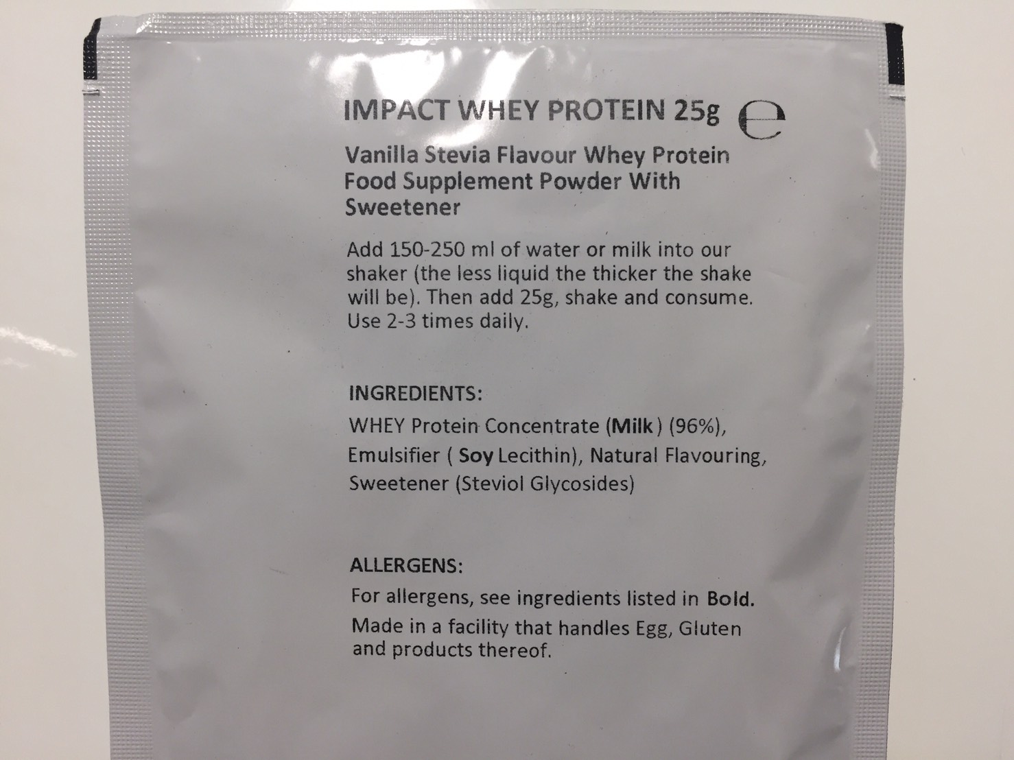 Vanilla Stevia Flavour(バニラステビア味)の成分表