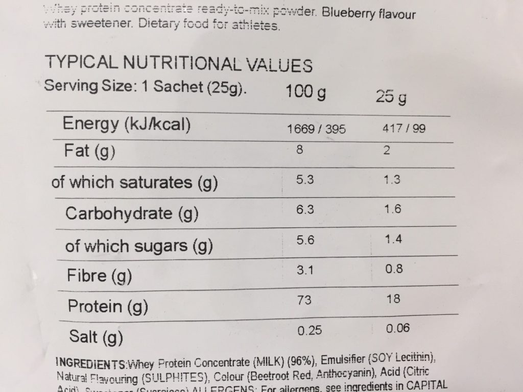 Blueberry Flavour（ブルーベリー味）の成分表