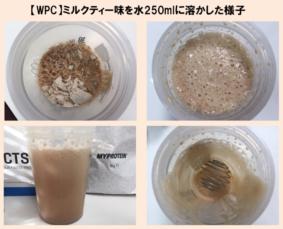 ミルクティー味を水に溶かした様子