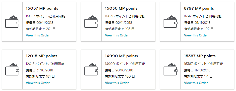 MPポイントの有効期限は12カ月です。