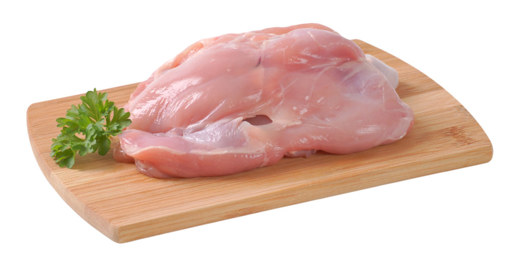 鶏モモ肉（皮無し）：116kcal (タンパク質 18.8g・脂質 3.9g)